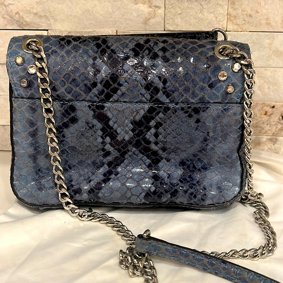 Michael Kors Studded Blue Python Purse with Rhinestones & Chain Strap - Picture 2 of 5